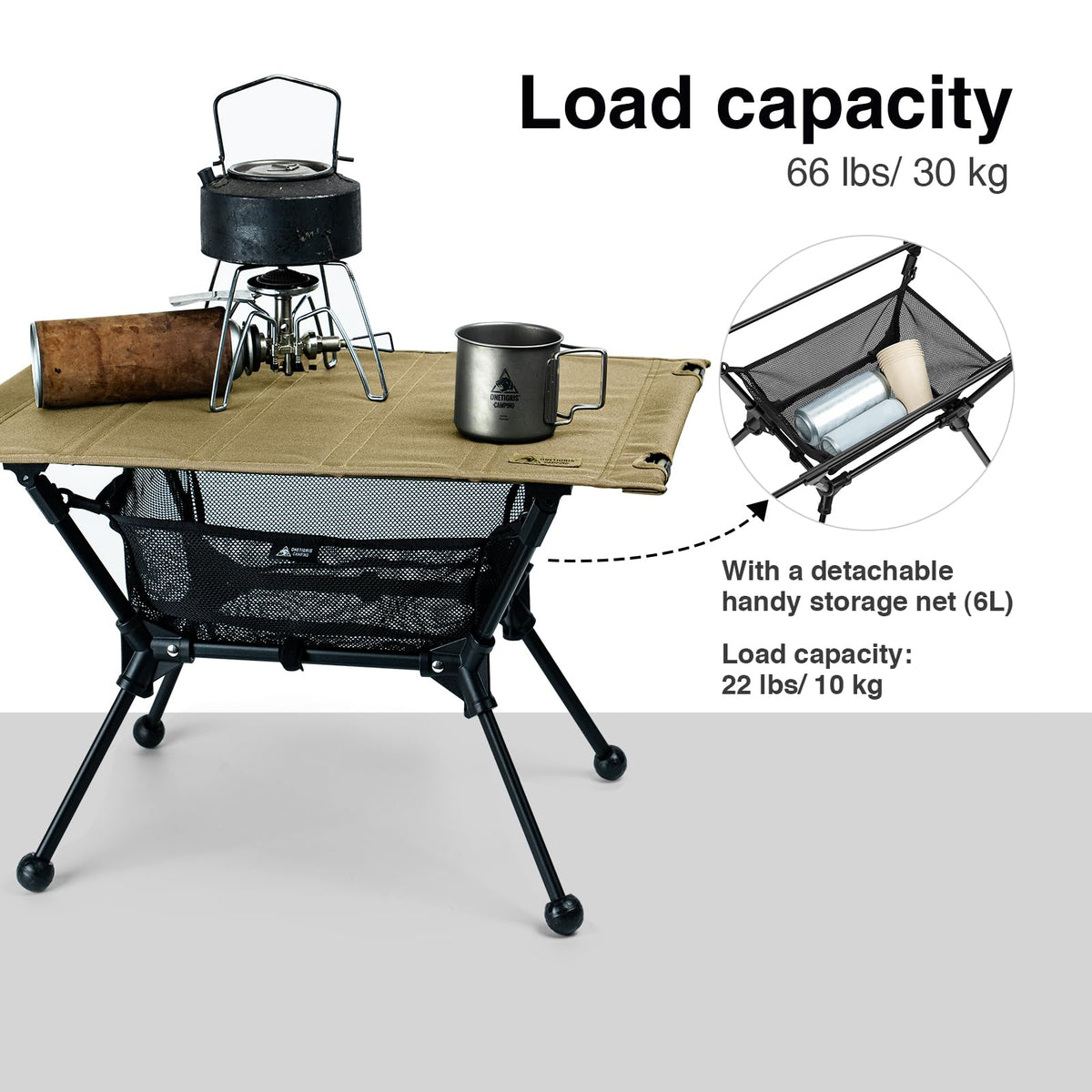 Lightweight Portable Folding Camping Table with Mesh Storage Net L485