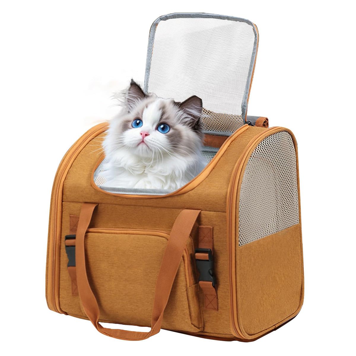Brown Expandable Breathable Mesh Cat Carrier Backpack N8988