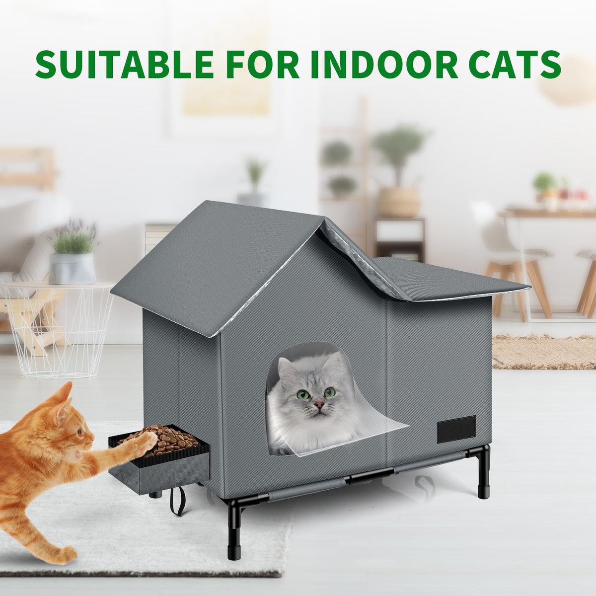 Heated Weatherproof Cat House with Heating Pad N2481