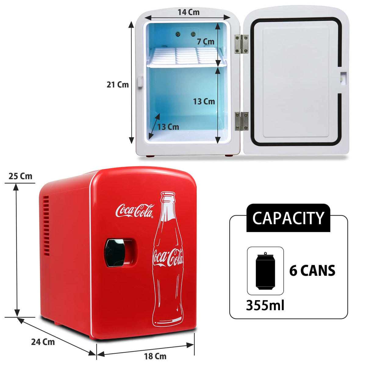 4L 6 Can Mini Fridge Portable Cooler Red G357340