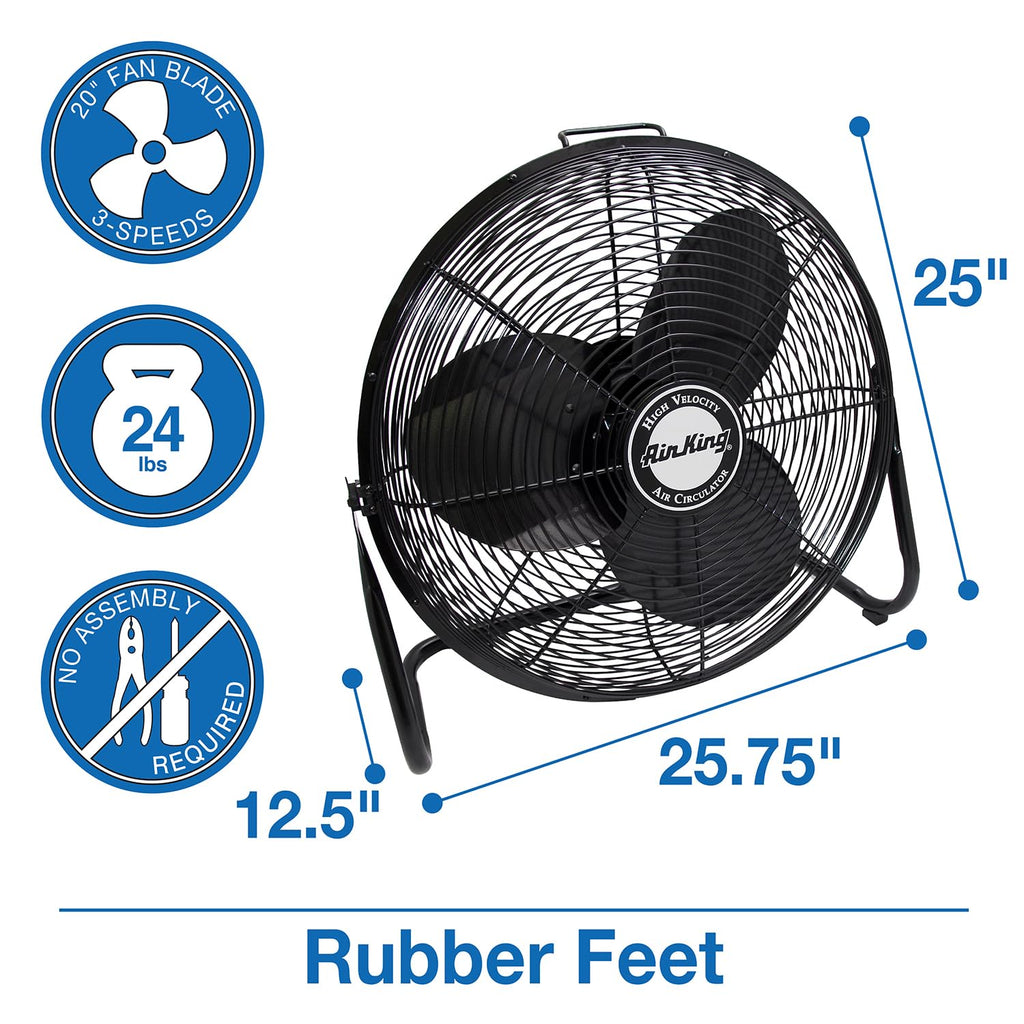20-Inch High Velocity Pivoting Floor Fan, Black M274616