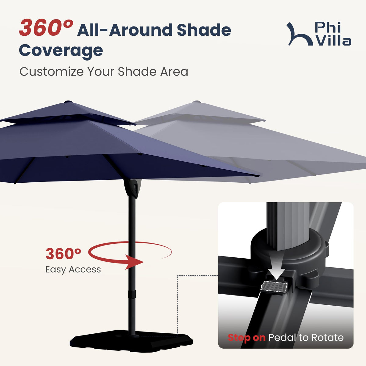 9'x12' Navy Cantilever Patio Umbrella with Base K24729