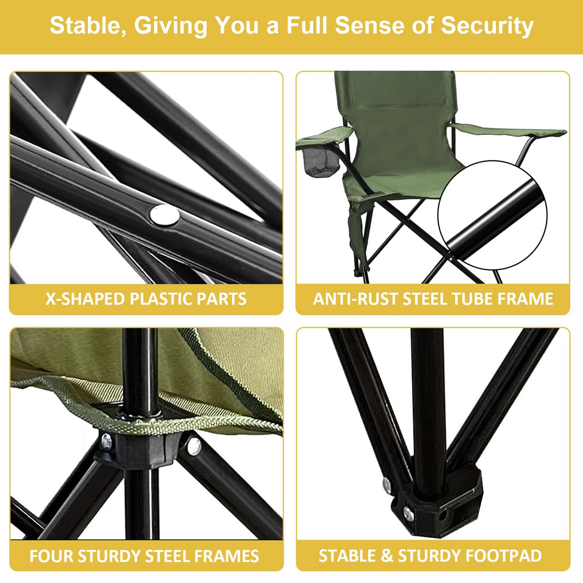 2 Pack Olive Green Portable Folding Camping Chair I208