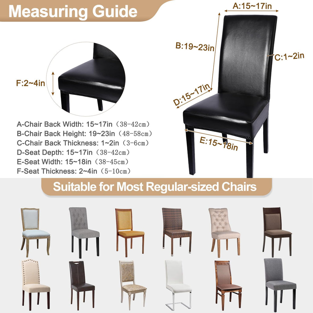 Waterproof PU Leather Dining Chair Covers Set of 4 Black Z904576