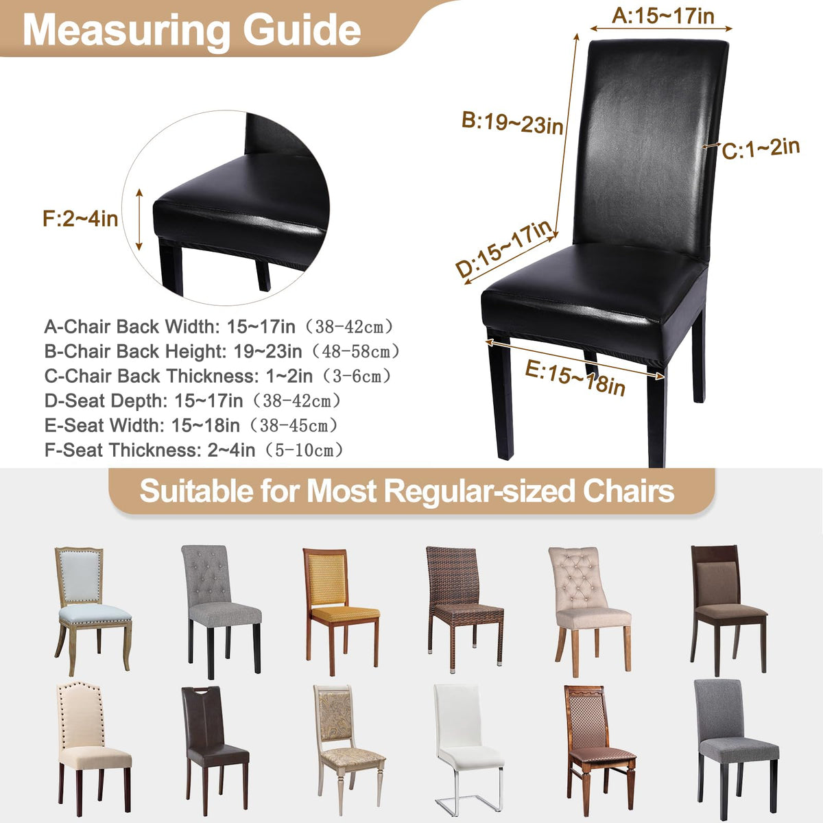Waterproof PU Leather Dining Chair Covers Set of 4 Black Z904576