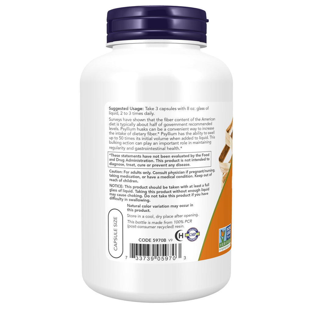 Psyllium Husk Caps 500mg 200 Veg Caps T8042
