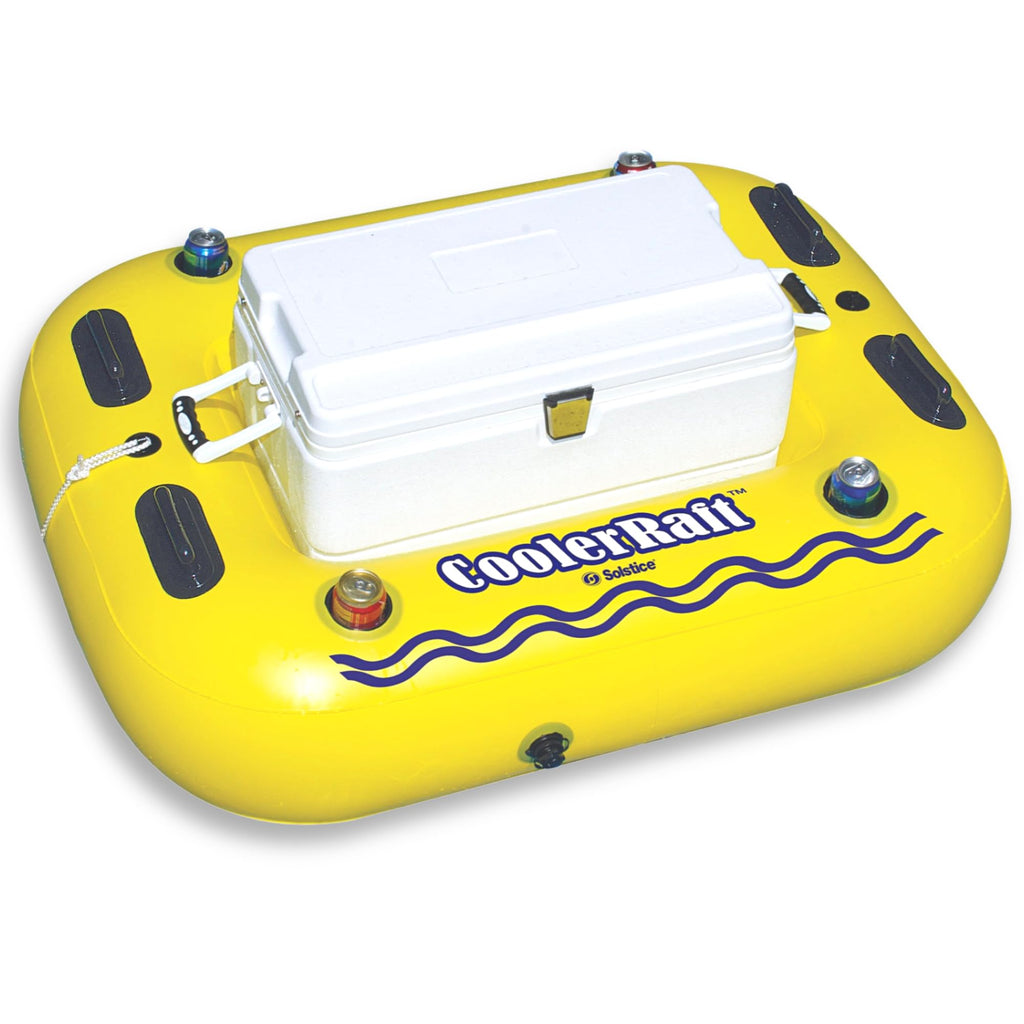 Yellow Inflatable Tube Float with Grab Handles and Cupholders T195
