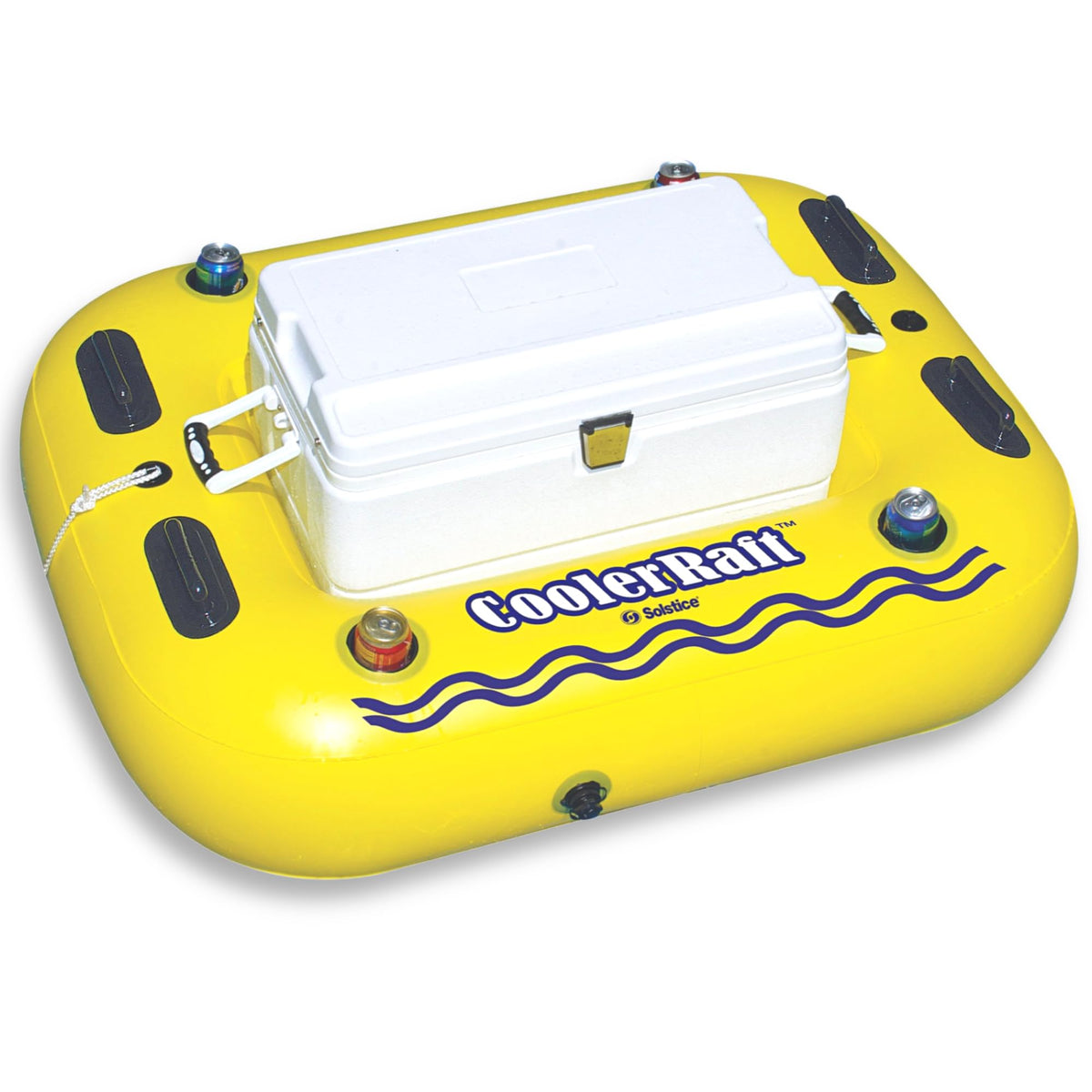 Yellow Inflatable Tube Float with Grab Handles and Cupholders T195