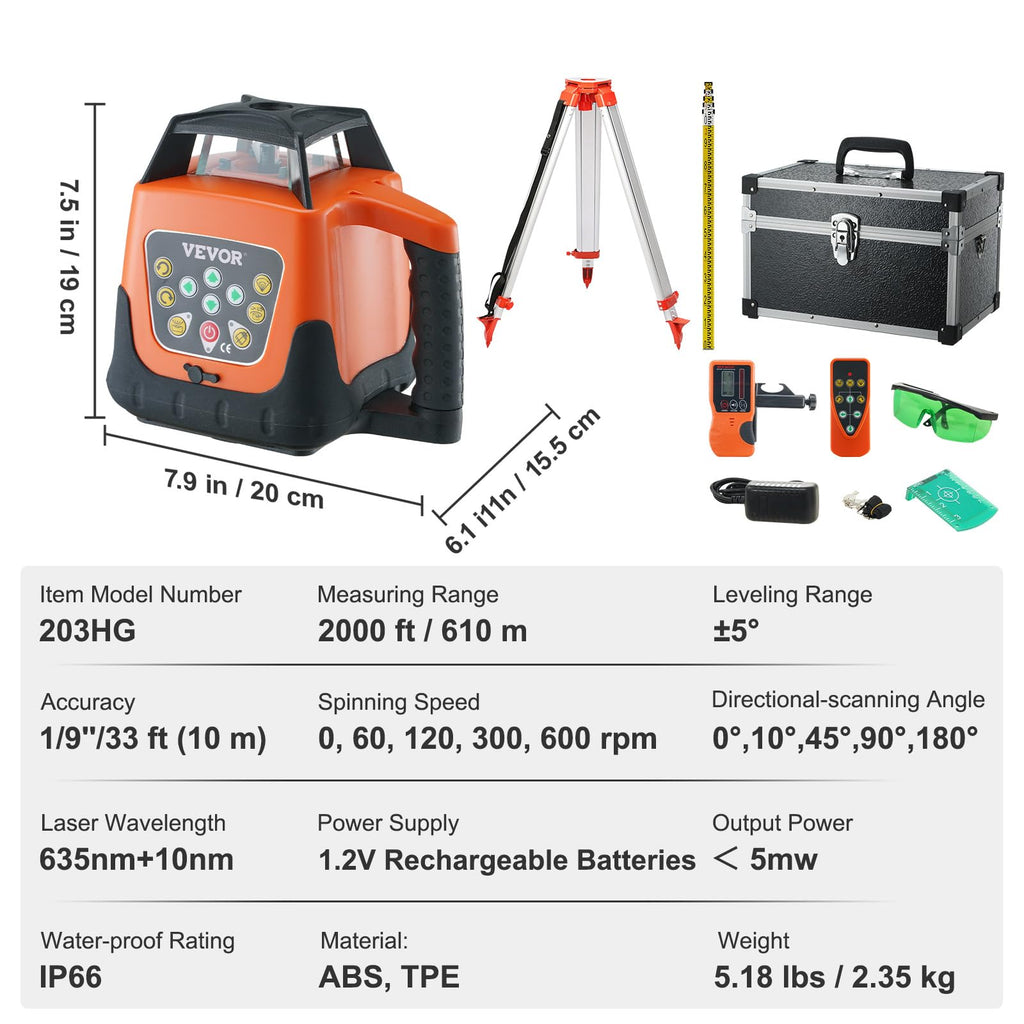 Green 360 Degree Self Leveling Rotary Laser Level Kit with Tripod & Staff I884