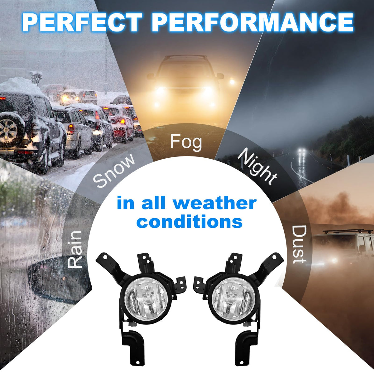 Driving Fog Lights with H11 12V 55W Halogen Bulbs & Switch and Wiring Kit Y348613
