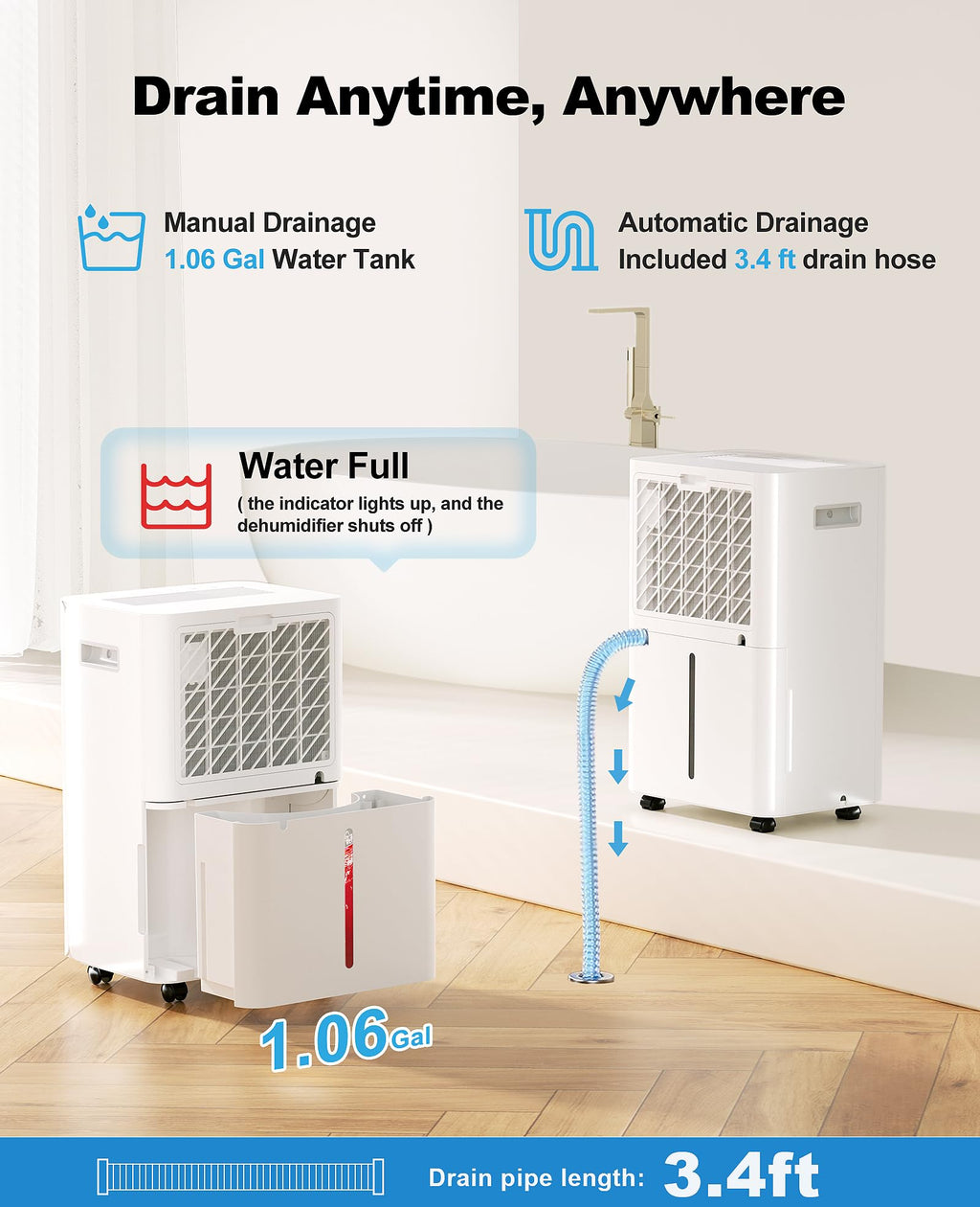 50 Pint Dehumidifier with Continuous Drain T528