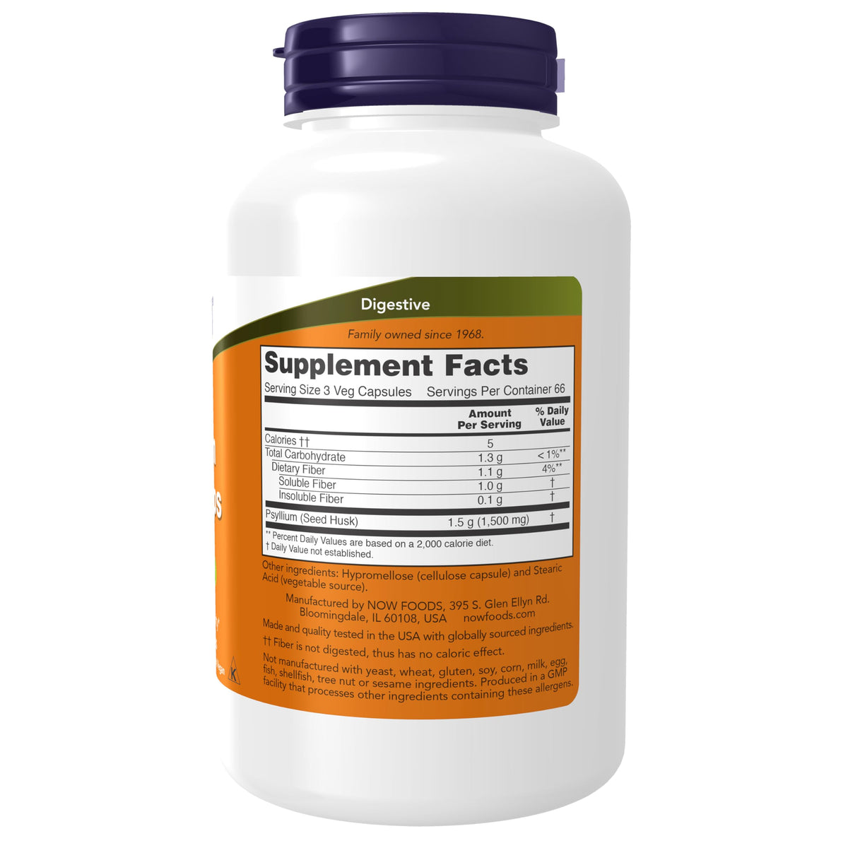 Psyllium Husk Caps 500mg 200 Veg Caps T8042