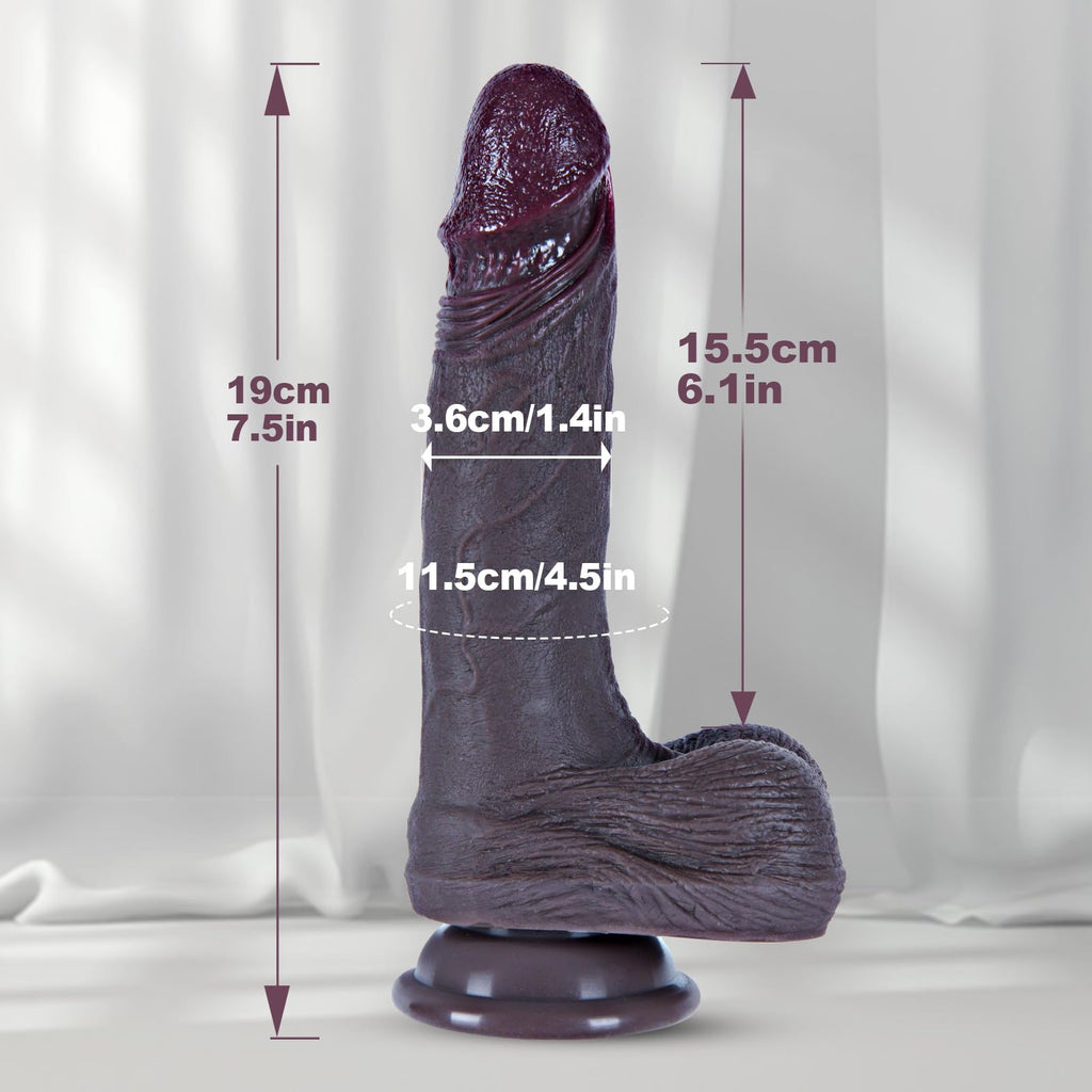 7.5" Black Silicone Dildo with Suction Cup I513