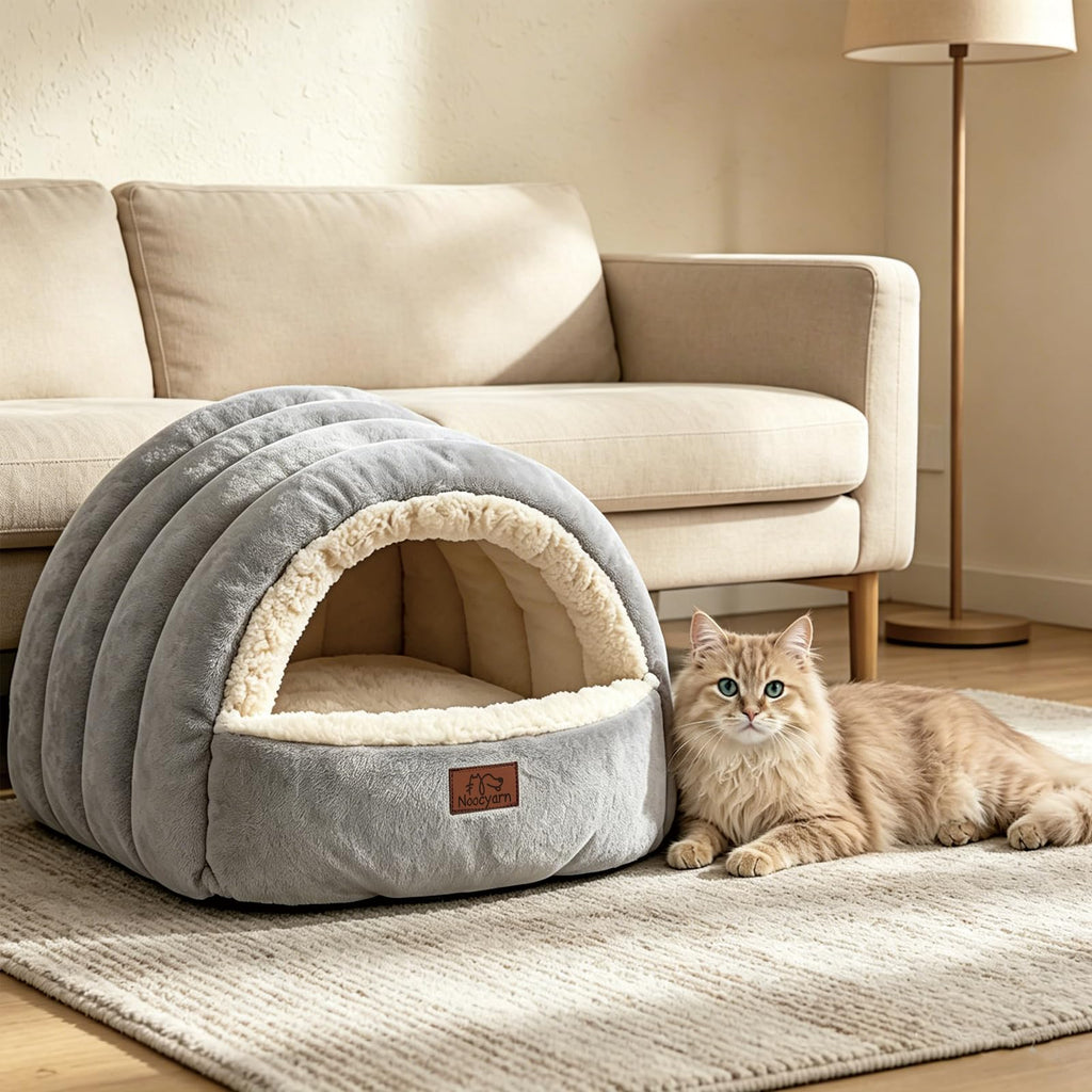 Covered Cat Bed Cave Grey U87569