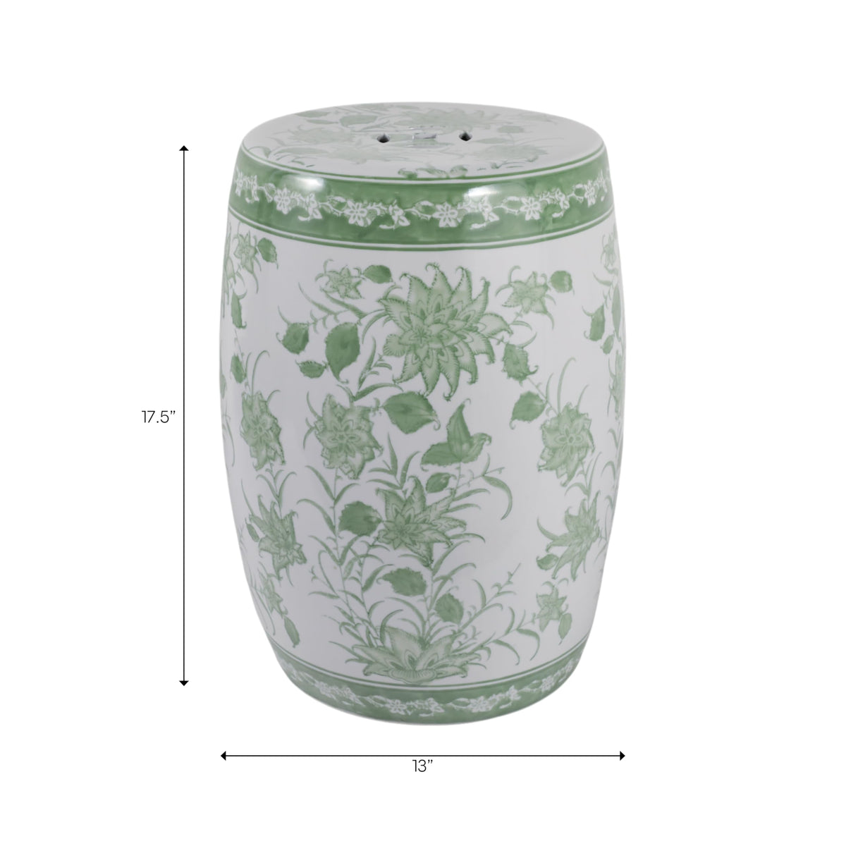 Green & White Chinoiserie Stool U48653