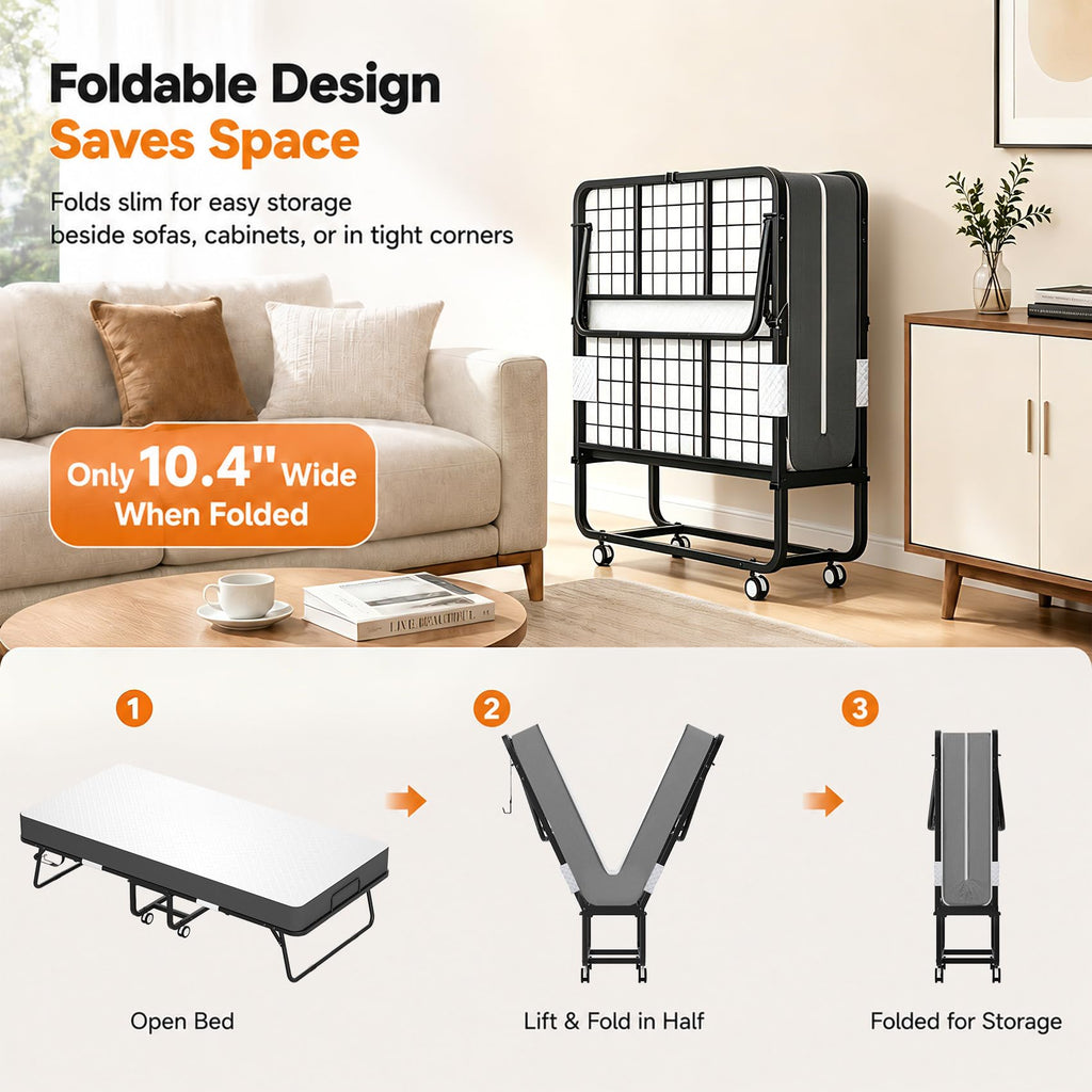 Folding Bed with Mattress Twin 75 x 38 in X4869