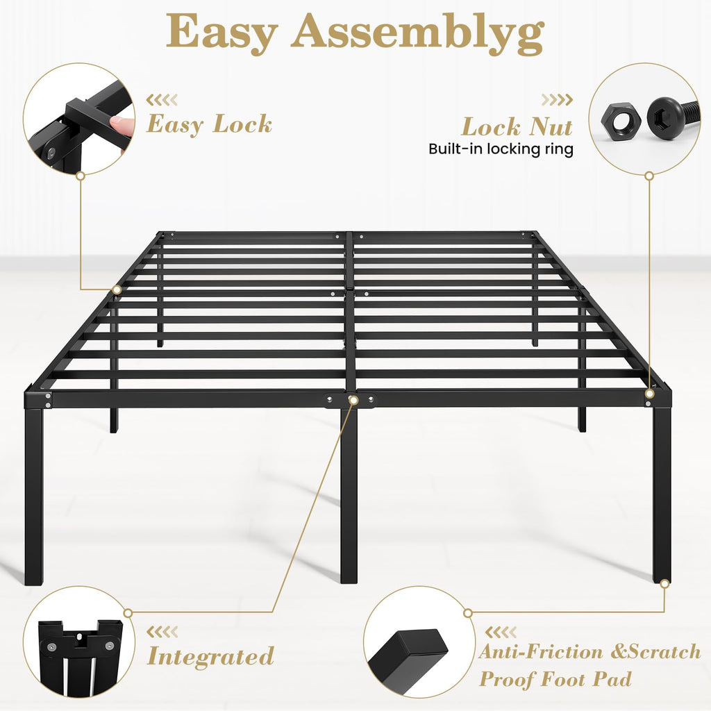 Queen 18 Inch Heavy Duty Metal Platform Bed Frame with Under Bed Storage R8235