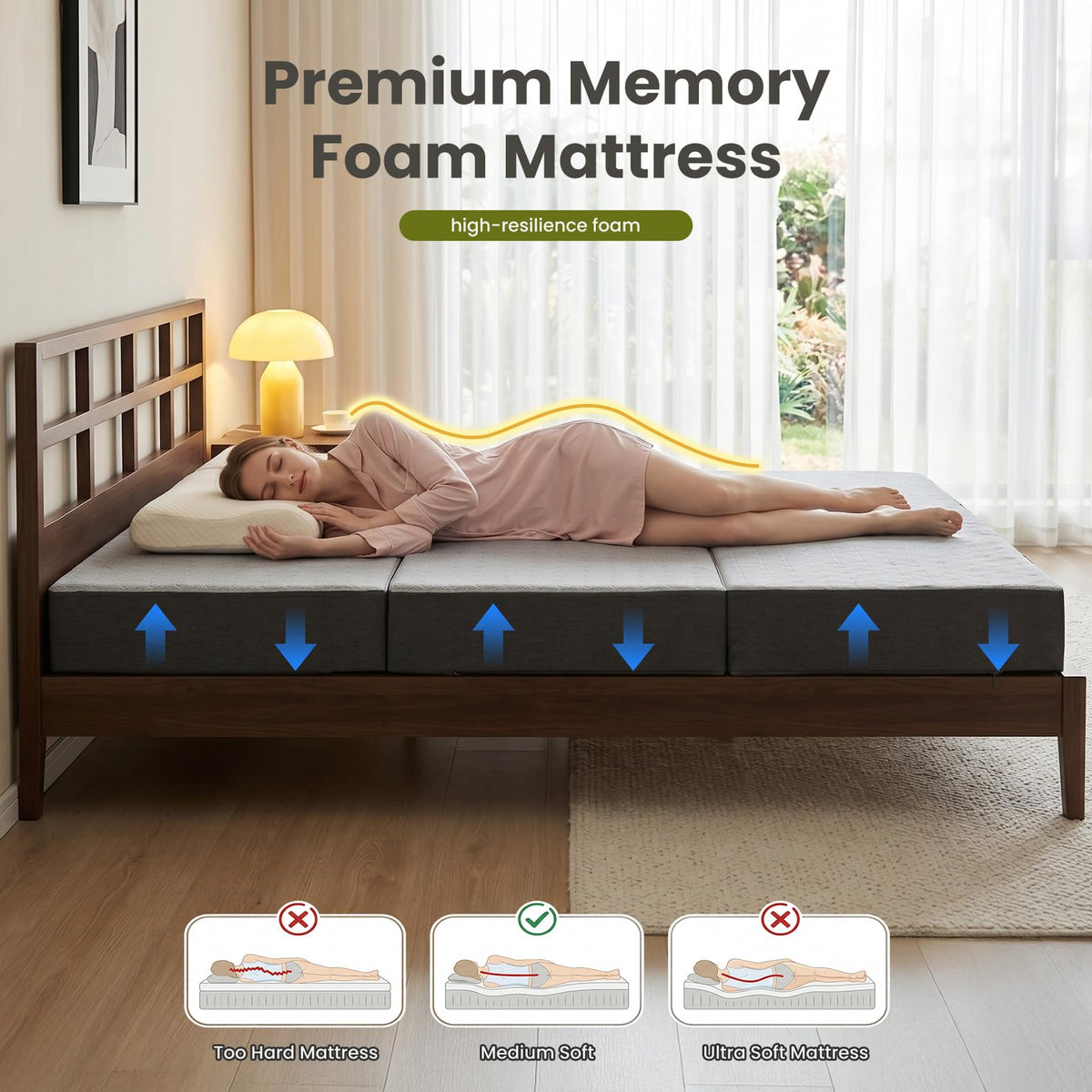 6" Trifold Full Size Memory Foam Mattress S741513