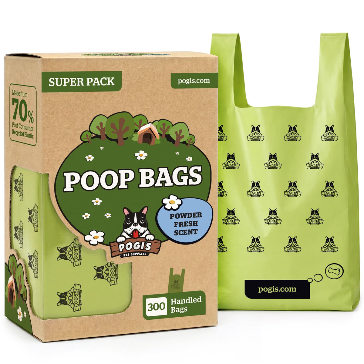 Large Dog Poop Bags with Handles, Fresh Scent, Extra Thick, 300 Bags M471498