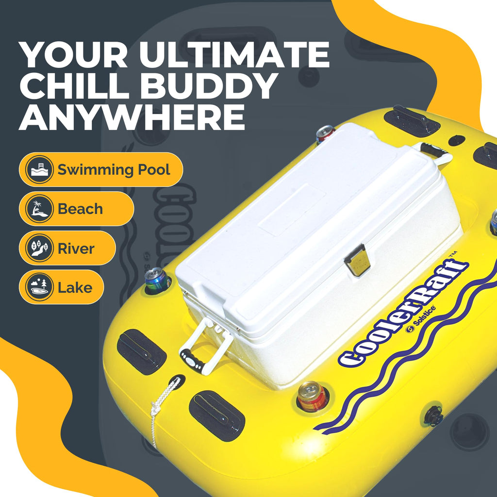 Yellow Inflatable Tube Float with Grab Handles and Cupholders T195