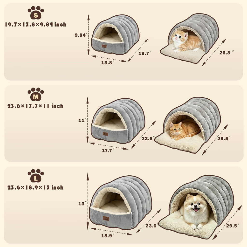 Covered Cat Bed Cave Grey U87569