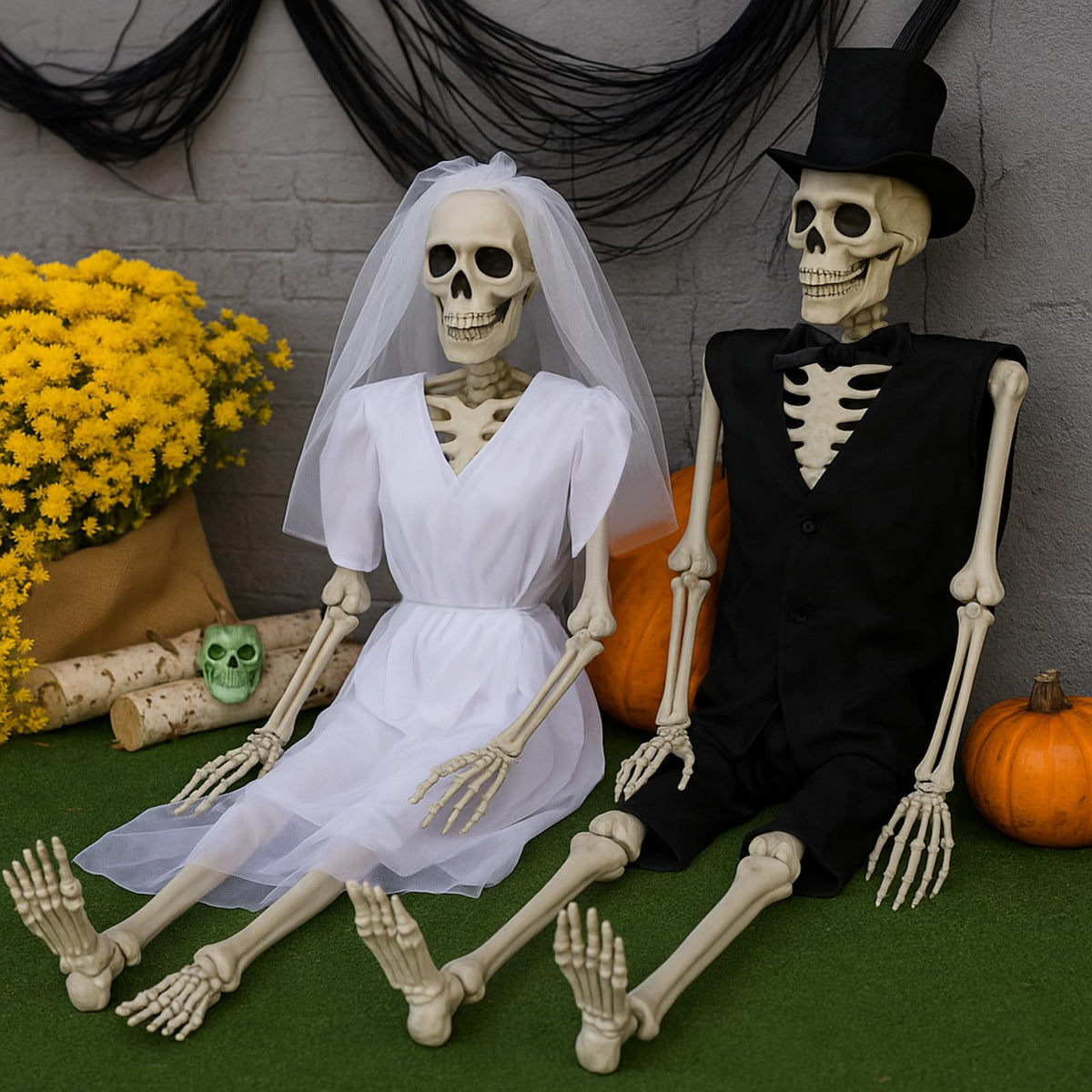 2 Set 5.4 Ft Posable Skeleton Decor S935716