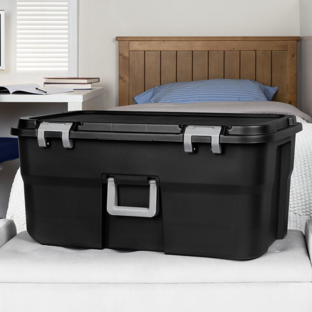 Black 22Gal Wheeled Lockable Storage Footlocker Z728