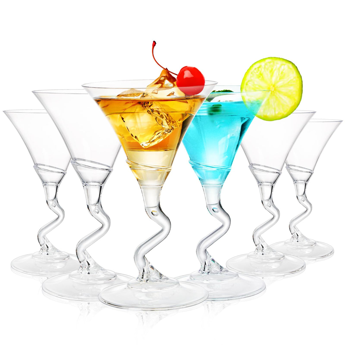 18 Pack 5 Oz Plastic Martini Glasses with Twisted Stem D179