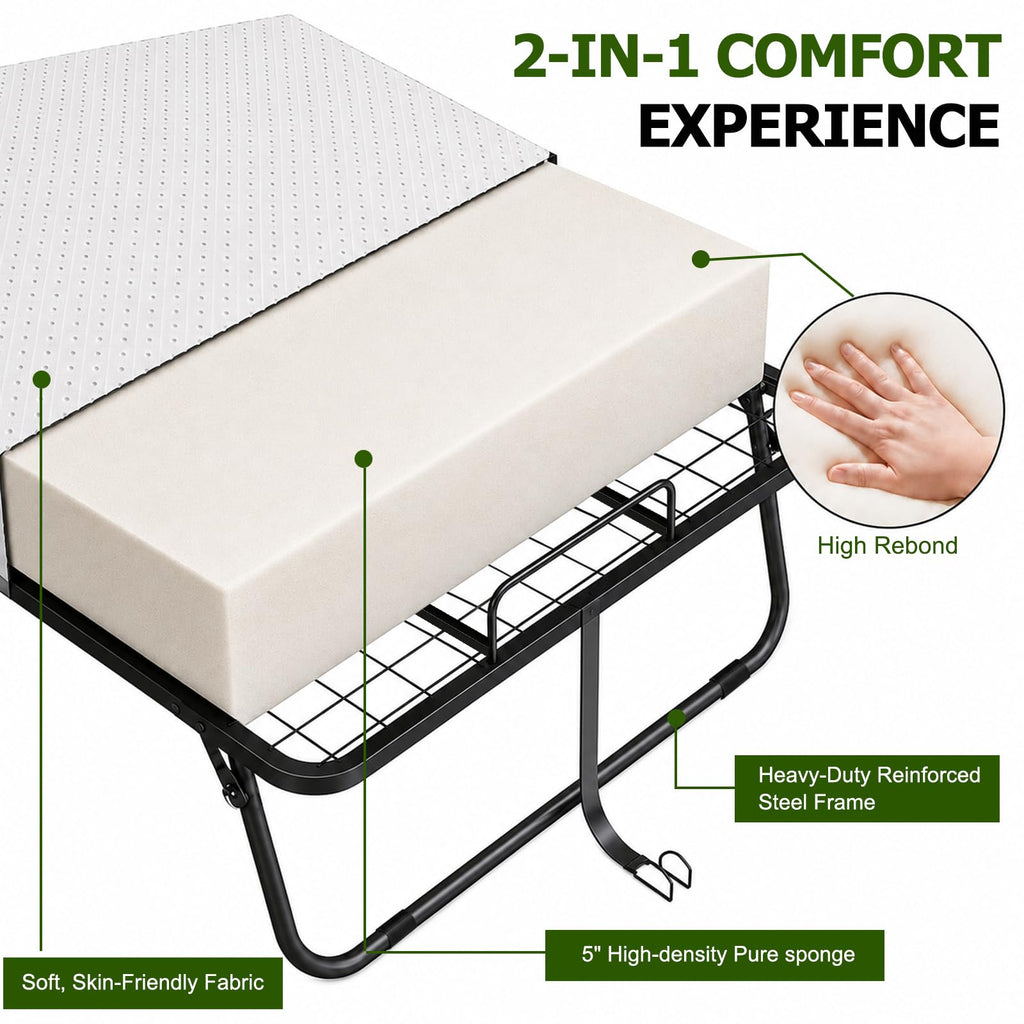 Folding Bed with Mattress Twin 75 x 38 in X4869