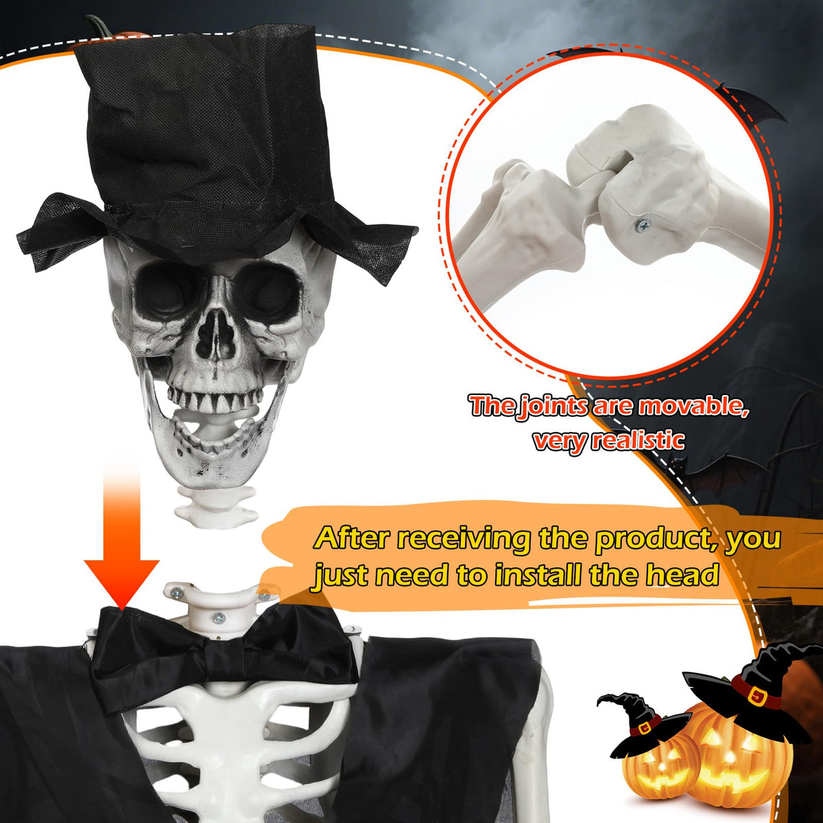 2 Set 5.4 Ft Posable Skeleton Decor S935716
