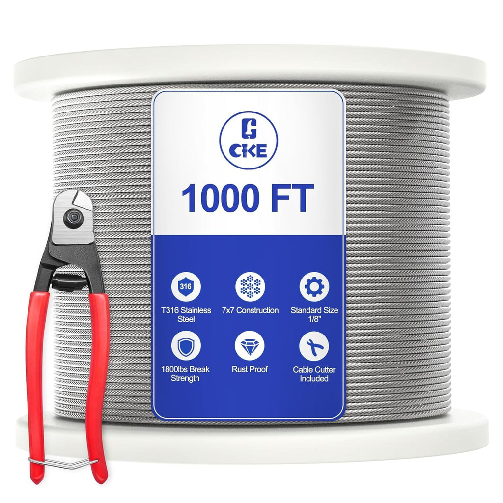 1/8" Stainless Steel Wire Rope Cable 7x7 Strands O2206