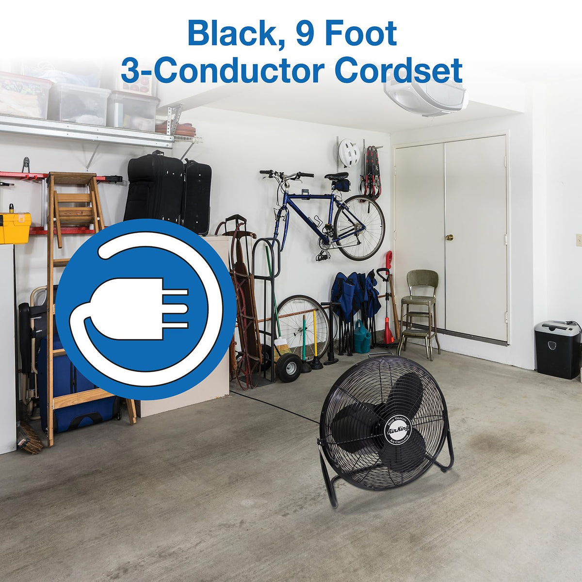 20-Inch High Velocity Pivoting Floor Fan, Black M274616