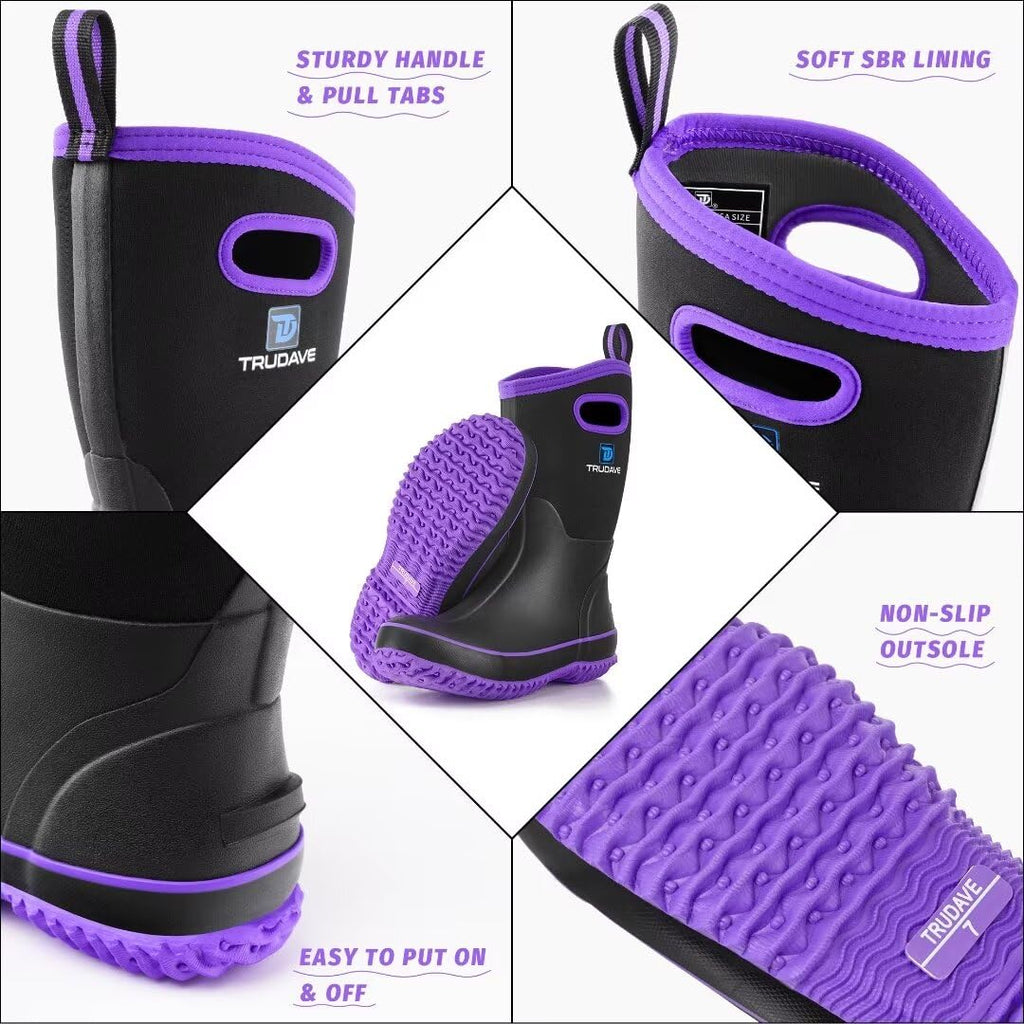 Mid Calf Waterproof Neoprene Insulated Rubber Boots X2749