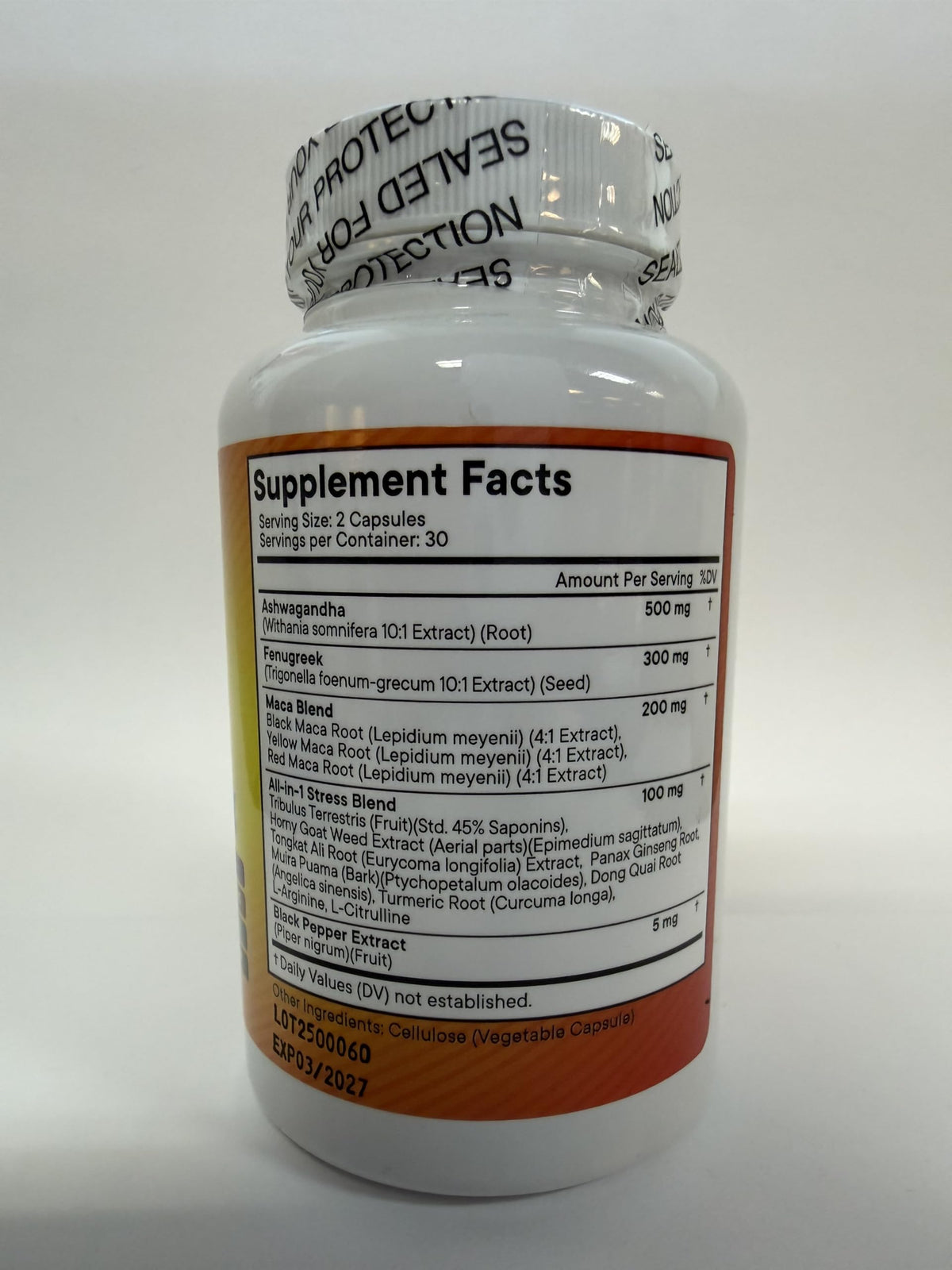Ashwagandha Maca Root Fenugreek Tongkat Ali Ginseng 120 Count Supplement E720087