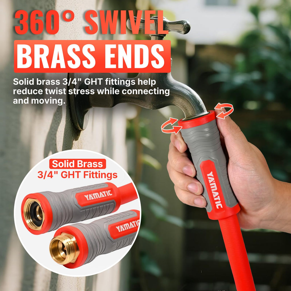 100FT 5/8" Garden Hose Brass Swivel Handle 600 PSI B443