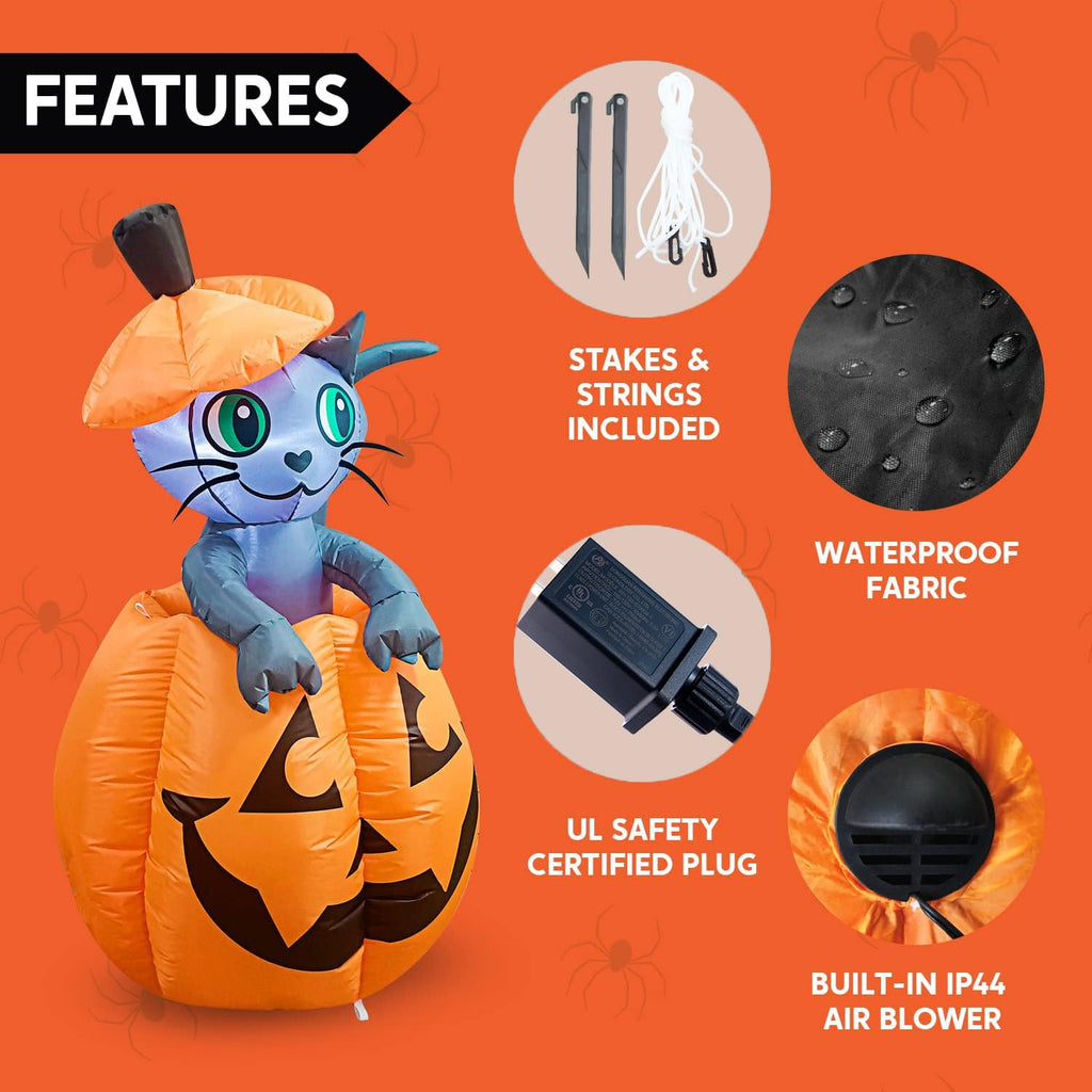 5 FT Animated Pumpkin Inflatable with LEDs A547684