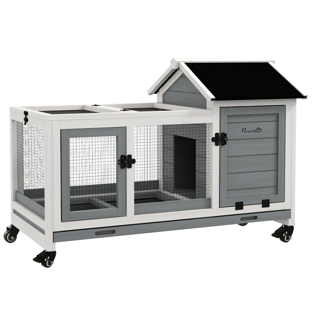 Wooden Rabbit Hutch with Wheels S9834