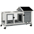 Wooden Rabbit Hutch with Wheels S9834