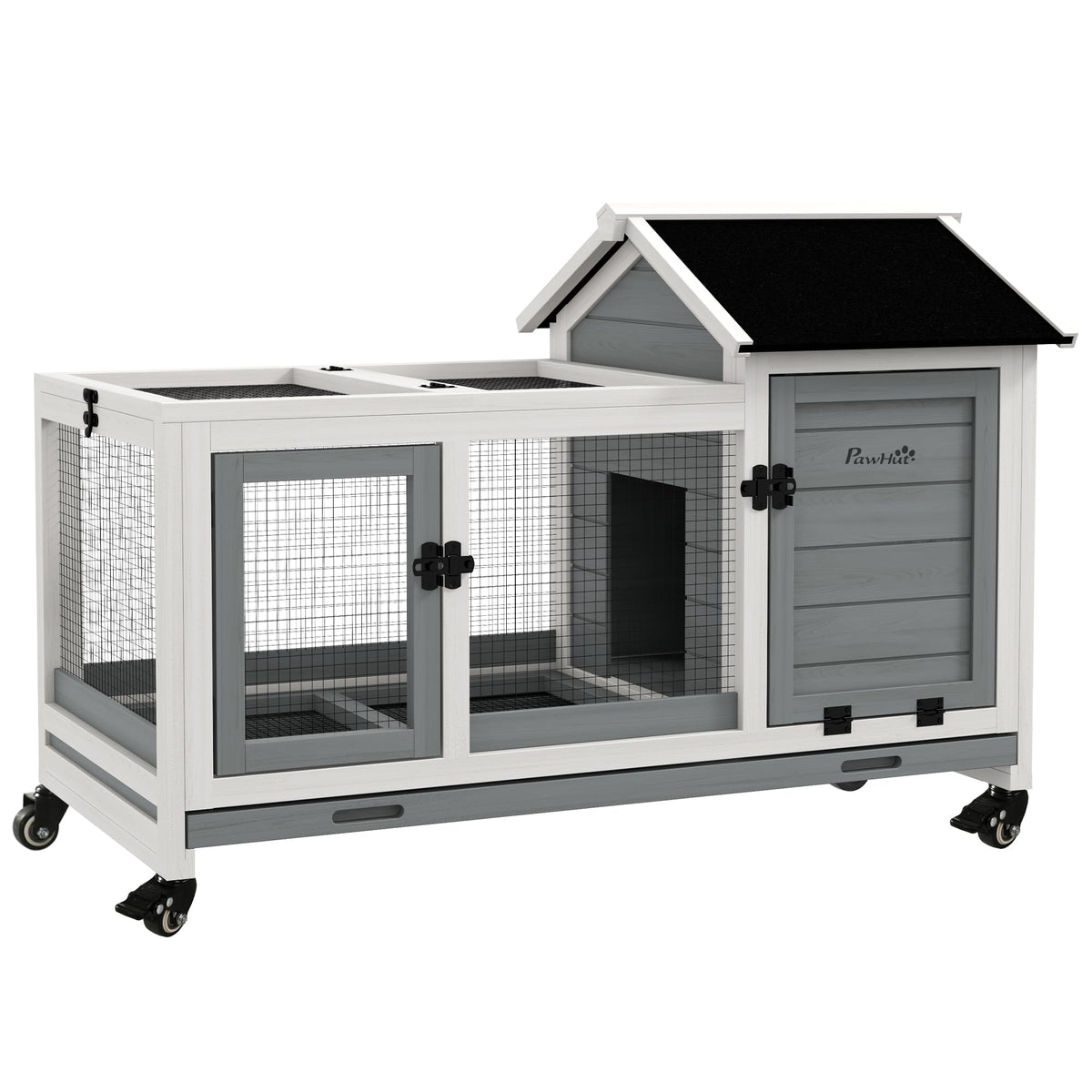 Wooden Rabbit Hutch with Wheels S9834
