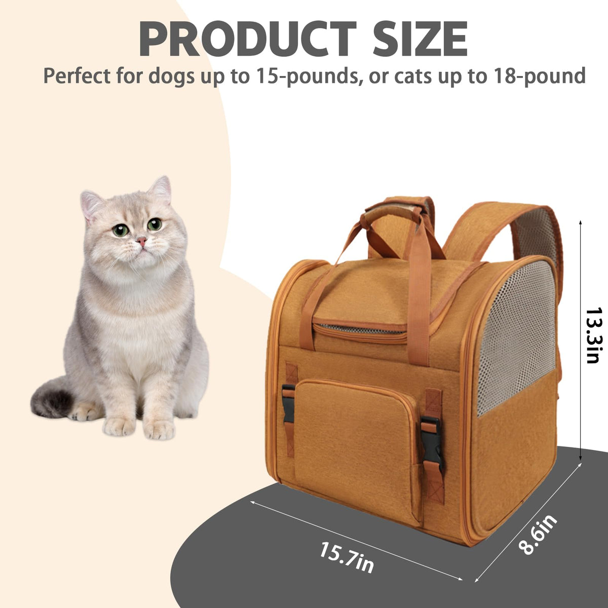 Brown Expandable Breathable Mesh Cat Carrier Backpack N8988