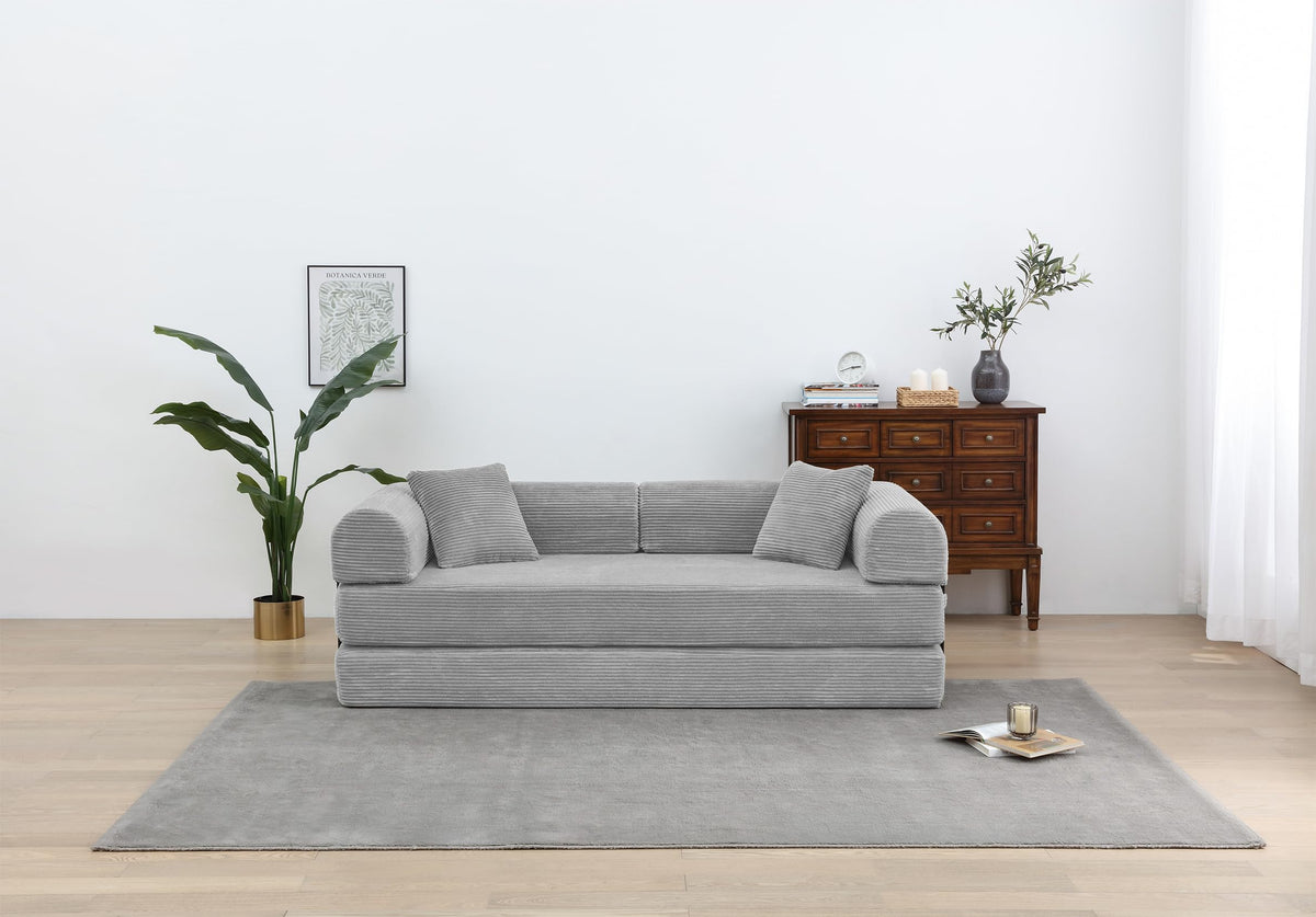 Light Gray Convertible Sleeper Sofa U4011