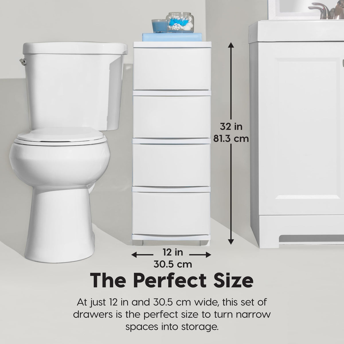White 4 Drawer Slim Narrow Storage Organizer E923