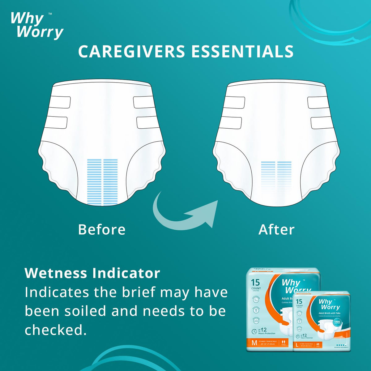 Adult Diapers with Tabs, Large, 15 Count X47475