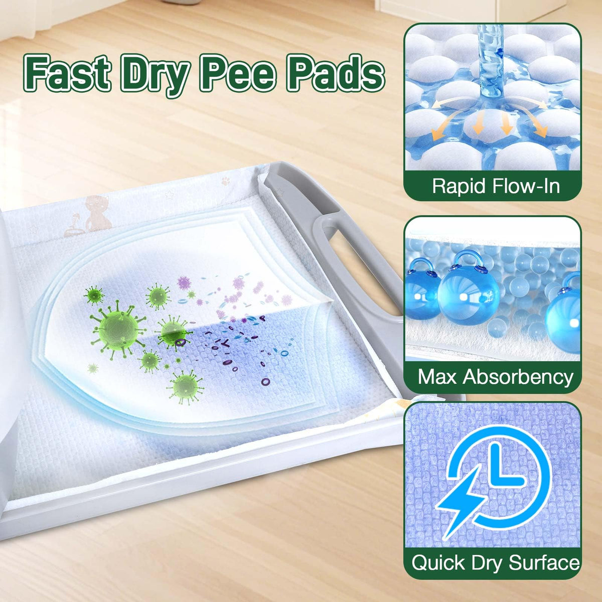 Super Absorbent Unscented Cat Litter Pads 70ct I4668