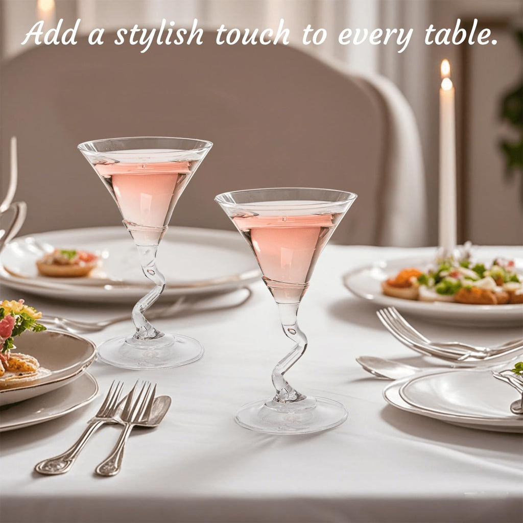18 Pack 5 Oz Plastic Martini Glasses with Twisted Stem D179