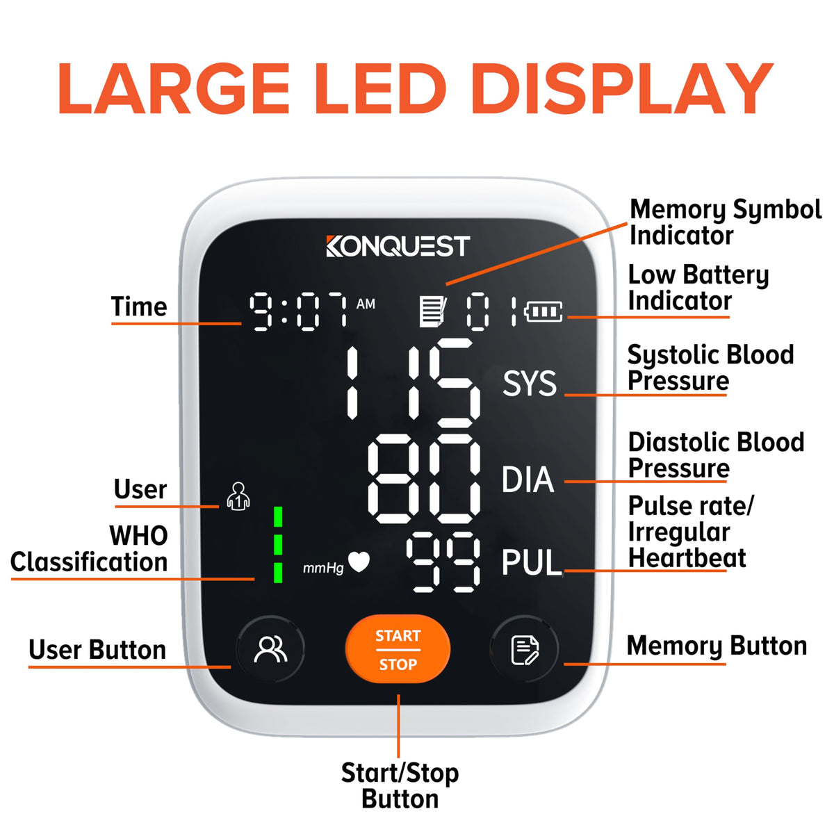 Upper Arm Blood Pressure Monitor with Adjustable Cuff V631