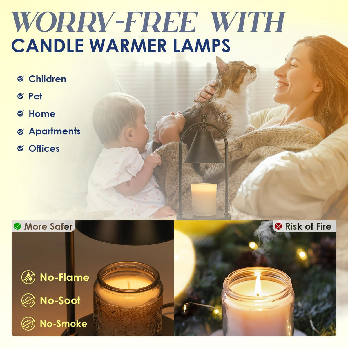Black Candle Warmer Lamp with Timer S88740