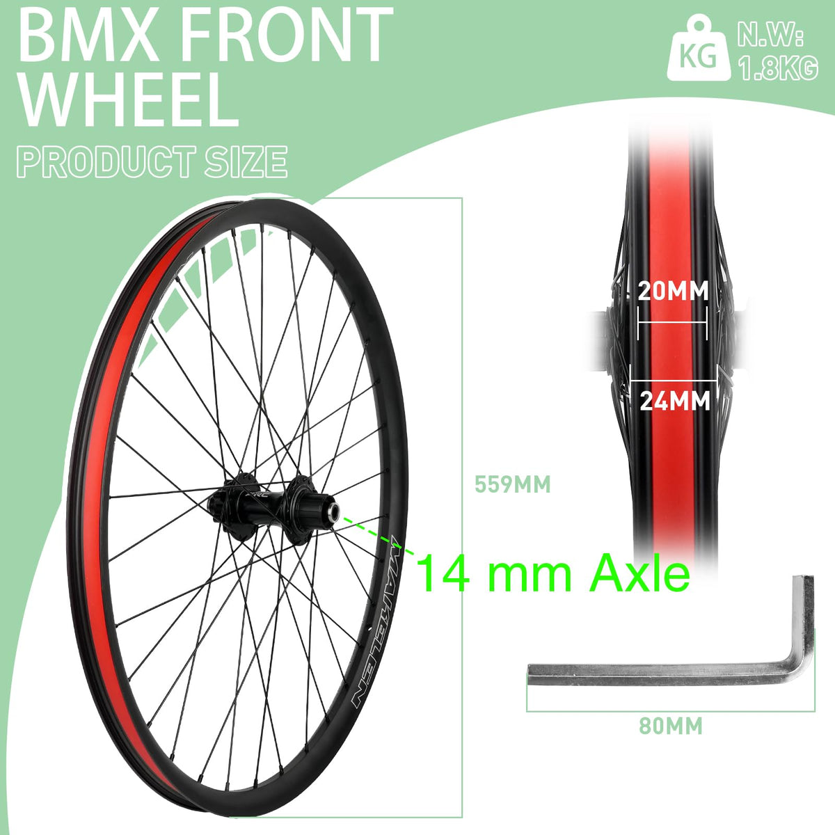 20 Inch BMX Wheel Set with Sealed Bearings J154
