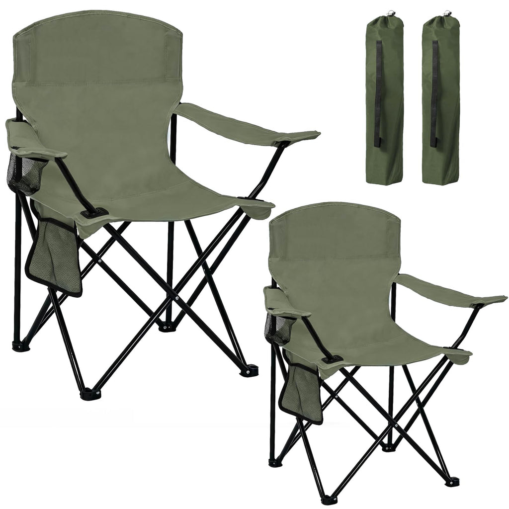 2 Pack Olive Green Portable Folding Camping Chair I208