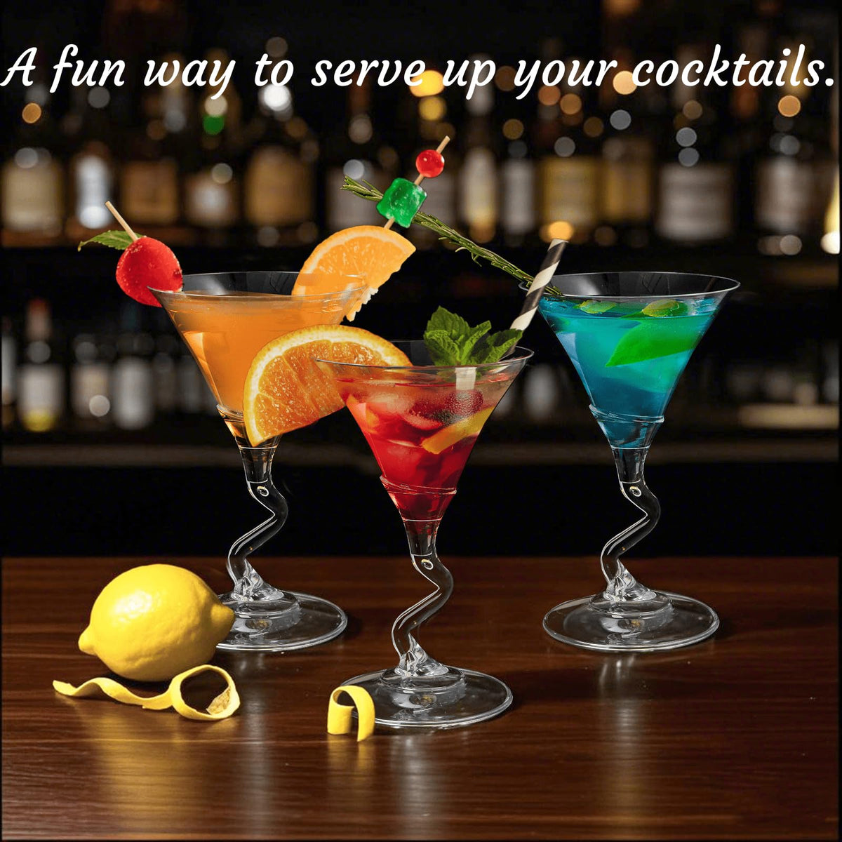 18 Pack 5 Oz Plastic Martini Glasses with Twisted Stem D179